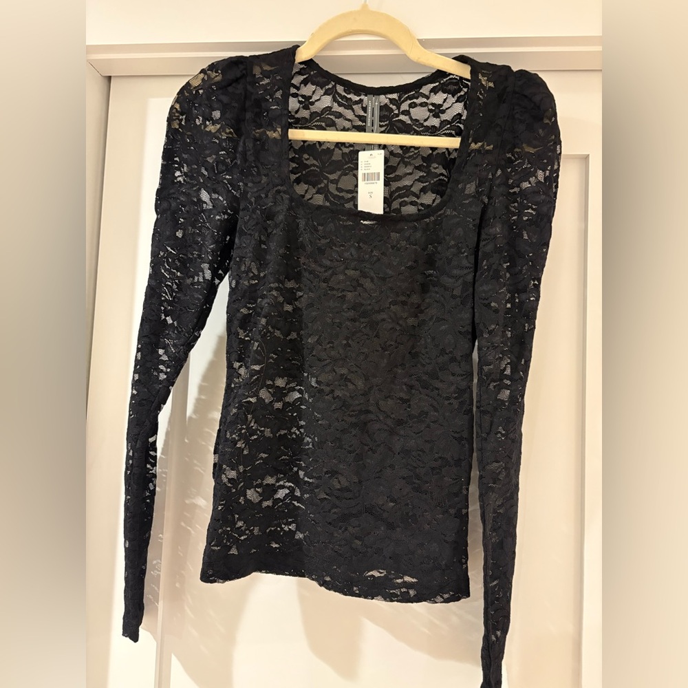 Brand New Anthropologie Black Lace Blouse